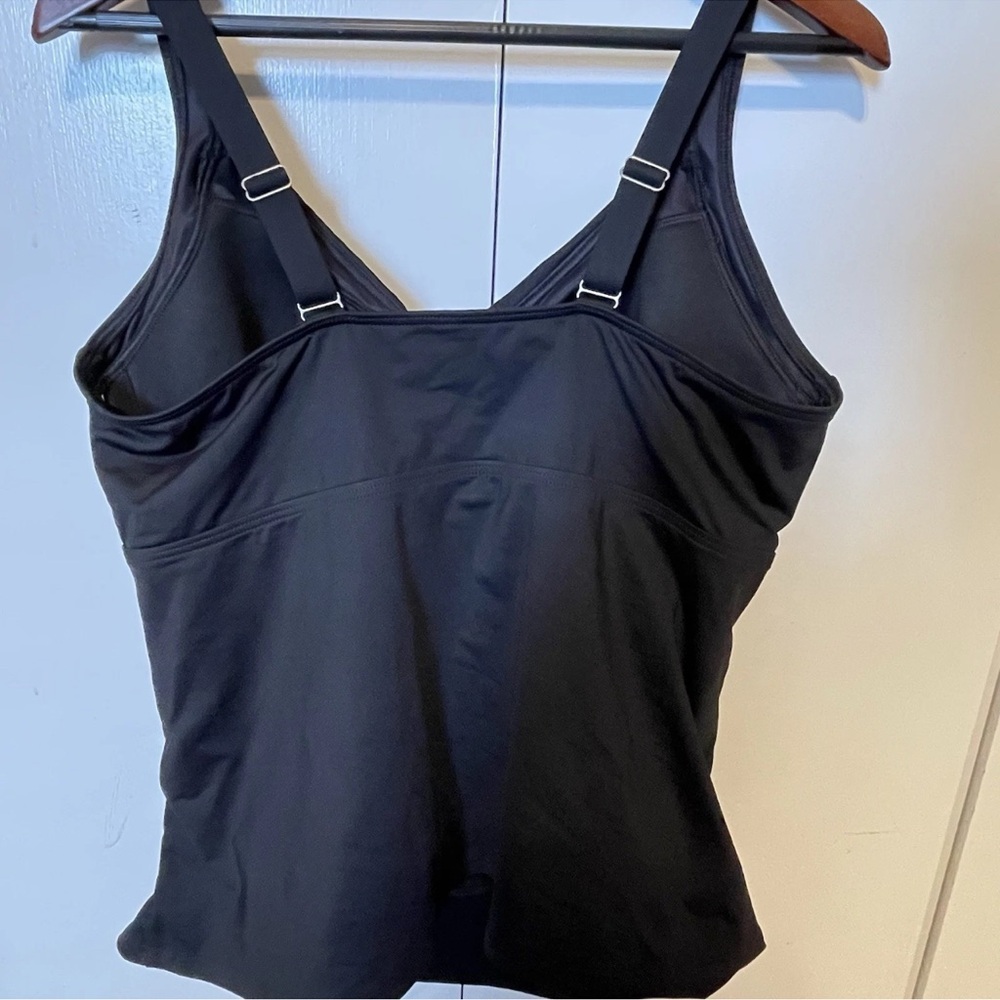 Lands End Tankini Swim Top Women’s Size 18 Ruched Adjustable Underwire Bra Black - Picture 4 of 4
